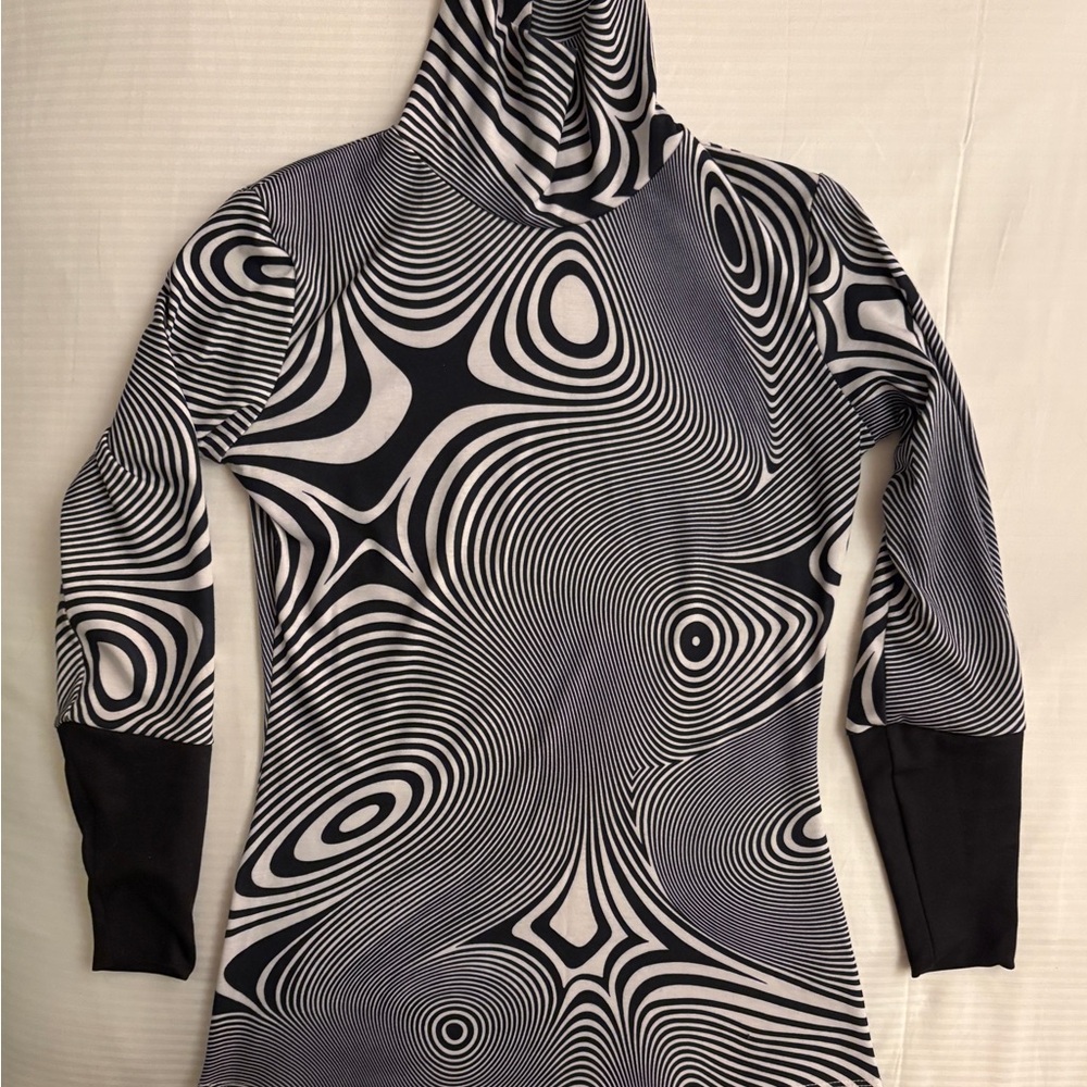 Mondo Guerra Project Runway Black and White Striped Mock Neck Top